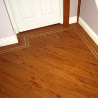 Karndean Knightile KP107 Sienna in hallway - close up of tramline